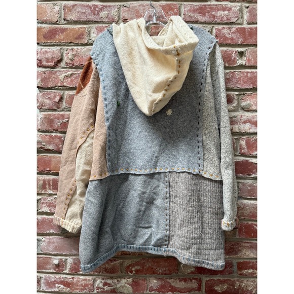 AS‎ IS Crispina FFrench Designs OS Handmade Patchwork Art-to-Wear Hoodie Sweater - Picture 2 of 16